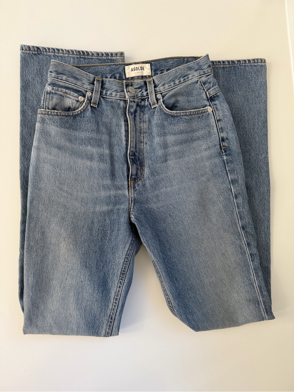 Aritzia Agolde Women’s Boot Cut Jeans — Light Blue Wash